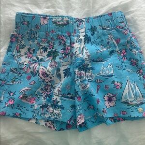 Lilly Pulitzer Lilo Lagoon Linen Shorts Amalfi Blue Lilly’s Roadtrip NWOT [1805]